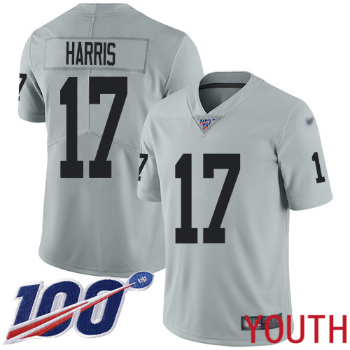 Oakland Raiders Limited Silver Youth Dwayne Harris Jersey NFL Football #17 100th Season Inverted Legend Jersey->youth nfl jersey->Youth Jersey